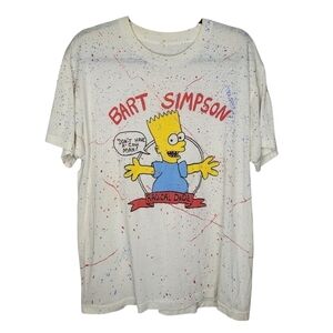 Vintage 80s Bart Simpson Radical Dude Screen Stars Paint Splatter AOP T-Shirt